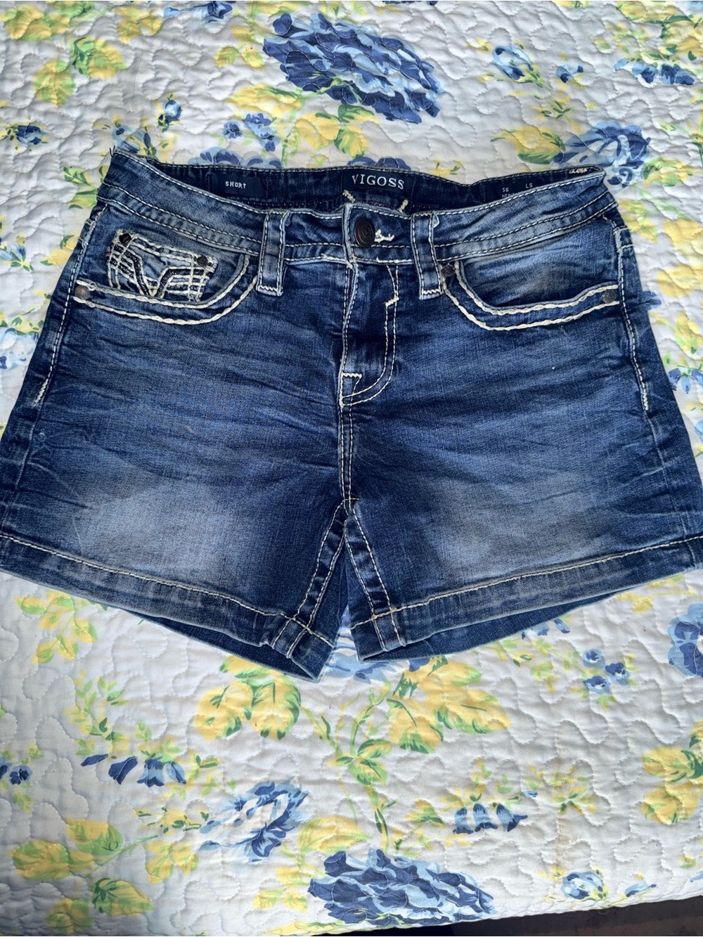 Vigoss Distressed Dark Blue Denim Shorts‎
